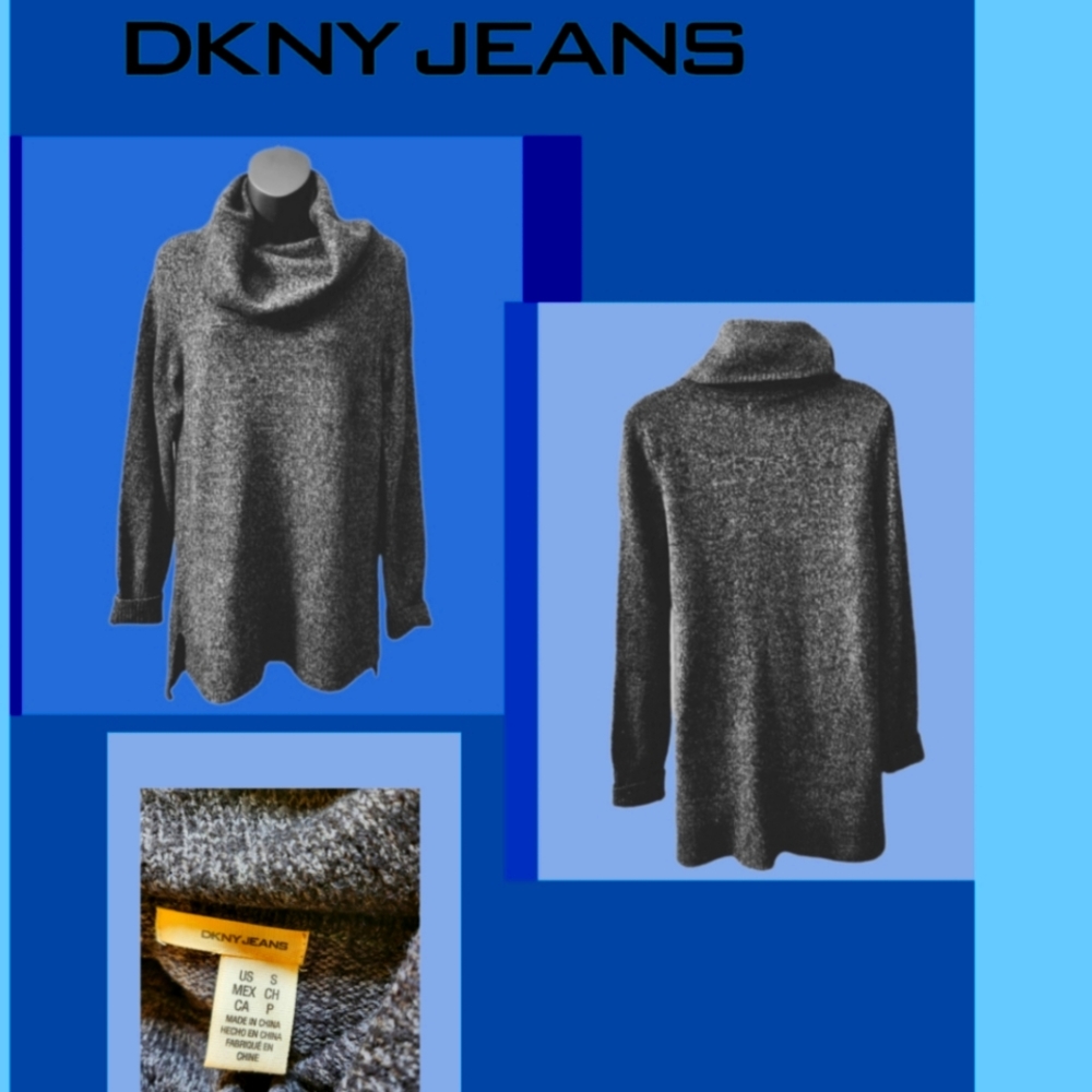 DKNY JEANS HEATHER COWL NECK TUNIC SWEATER SIZE SMALL - Picture 2 of 5